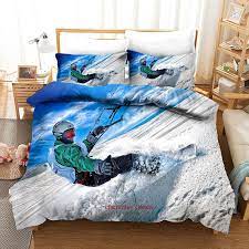 3d Surfer Skier Quilt Cover Set Bedding