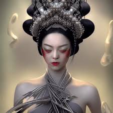 3d fantasy art female geisha with