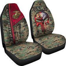 Us Marine Corps Car Seat Covers Skull