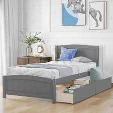 urtr gray twin platform bed frame with