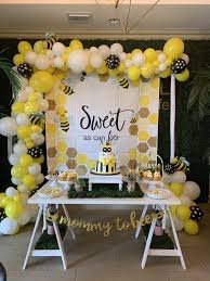 A complete buzzy bee collection i created with sweet yellow and black honey bees, hand drawn white flowers and a simple. Sweet As A Bee Baby Shower Decor Bee Baby Shower Theme Bee Baby Shower Honey Bee Baby Shower