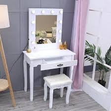 white dressing table led vanity stool