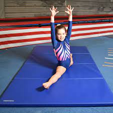 greatmats folding gym mats 2v 4x8 ft x 1 3 8 inch kids gymnastics mats kids tumbling mats 15 5 oz vinyl color blue