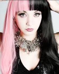 Half black half pink hair girl. Love Love Love This Pink And Black Hair Hair Styles Split Dyed Hair