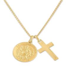 st christopher medallion and cross