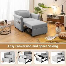 3 In 1 Pull Out Convertible Adjustable Reclining Sofa Bed Gray Gray