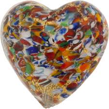 Klimt Millefiori Heart Murano Glass