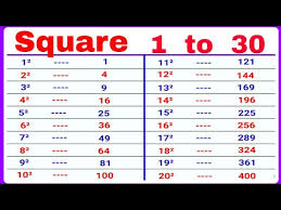 square 1 to 30 you