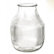 Clear Glass Fine Ribbed Vase 18cm