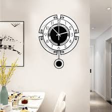 Black Pendulum Wall Clock Large Quartz