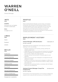 General manager resume sample inspires you with ideas and examples of what do you put in the objective, skills, responsibilities and duties. General Manager Resume Writing Guide 12 Resume Examples Pdf