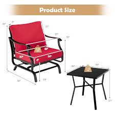 3 Piece Patio Rocking Chair Set With