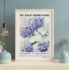 personalised ordination flowers print