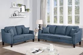 2 pcs navy blue chenille fabric sofa