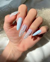 50 cute light baby blue nails for a