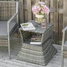 Outsunny Grey Rattan Wicker Side Table