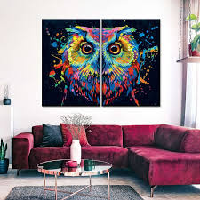 Color Splashed Owl Wall Art Digital