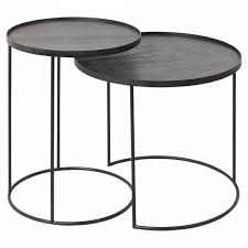 Tray Side Table Set Round Small And