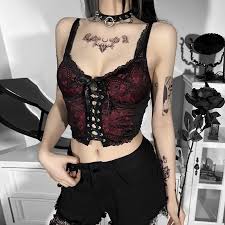 E-girl Dark Academia Corset Cami Top Sexy Front Hollow Out Bandage Lace  Trim Backless Cropped Harajuku Grunge Women Clothes - Tanks & Camis -  AliExpress