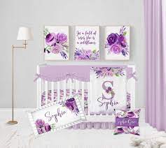 Purple Fl Crib Bedding Set Baby