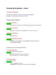 Formes de Phrase | PDF | Phrase | Sujet (Grammaire)