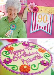 colorful 90th birthday garden party