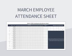 march employee attendance sheet excel