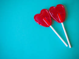 two heart lollipops love concept
