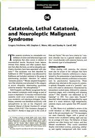 Catatonia Lethal Catatonia And
