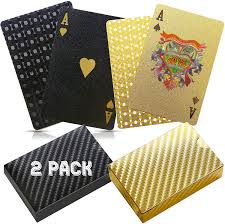 Maybe you would like to learn more about one of these? Amazon Com 2 Poker Decks Playing Cards Patterned Design Black And Gold Foil Durable And Flexible Waterproof Plastic Coated Cards Toys Games