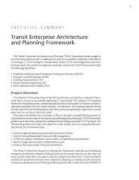 Executive Summary Transit Enterprise Architecture And Planning