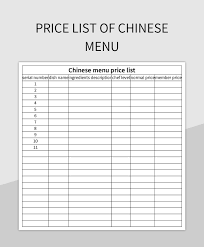 free chinese food menu templates for