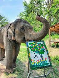 Art Painting By Thai Elephant 1236