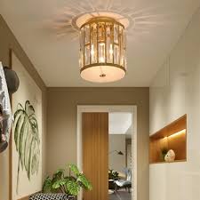 Gold Cylinder Ceiling Lights Modern Crystal Metal Ceiling Light Fixture For Hallway And Foyer Takeluckhome Com