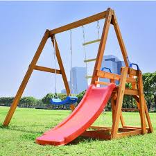 Angel Sar Kids Wooden Swing Set With