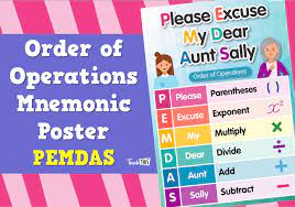 Order Of Operations Mnemonic Poster