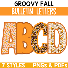 groovy fall bulletin board letters