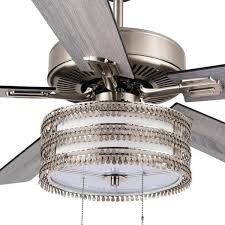 River Of Goods 52 In Indoor Satin Nickel Tiffany Glam Style Ceiling Fan With Light Kit