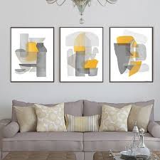 abstract geometric gray yellow wall