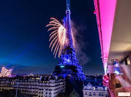 eiffel tower fireworks display in paris