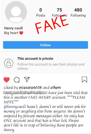 If you're representing someone else who is being impersonated, have that person take a photo of themselves holding an accepted id, ensuring that their face and the photo id are clearly visible. Another Fake Henry Cavill Account Has Popped Up On Instagram Fans Please Understand That Mr Cavill Has Only One Instagram Account With The Blue Tick All Other Accounts Are Fake Please Report