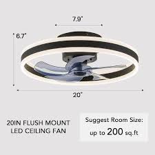 antoine hd fsd 14 20 in black low profile flush mount led with remote and app smart control indoor ceiling fan with dimmable lighting