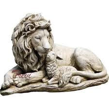 Chinese Marble Lion And Lamb Statues