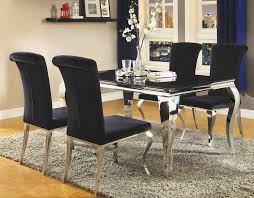 Black Glass Velvet Metal Dining Table Set