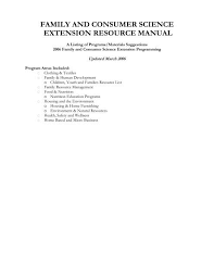 consumer science extension resource manual