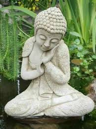 Resting Buddha Garden Ornament Grey