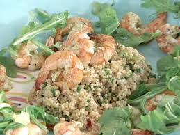 Pour dressing over the shrimp mixture and toss well to combine. Mint Marinated Grilled Shrimp Tabbouleh Salad Recipe Bobby Flay Food Network