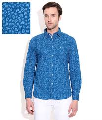 Parx Blue Slim Fit Casual Shirt