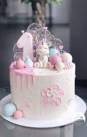 Cute First Birthday Cake Girl gambar png