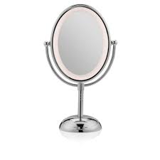oval polished chrome mirror